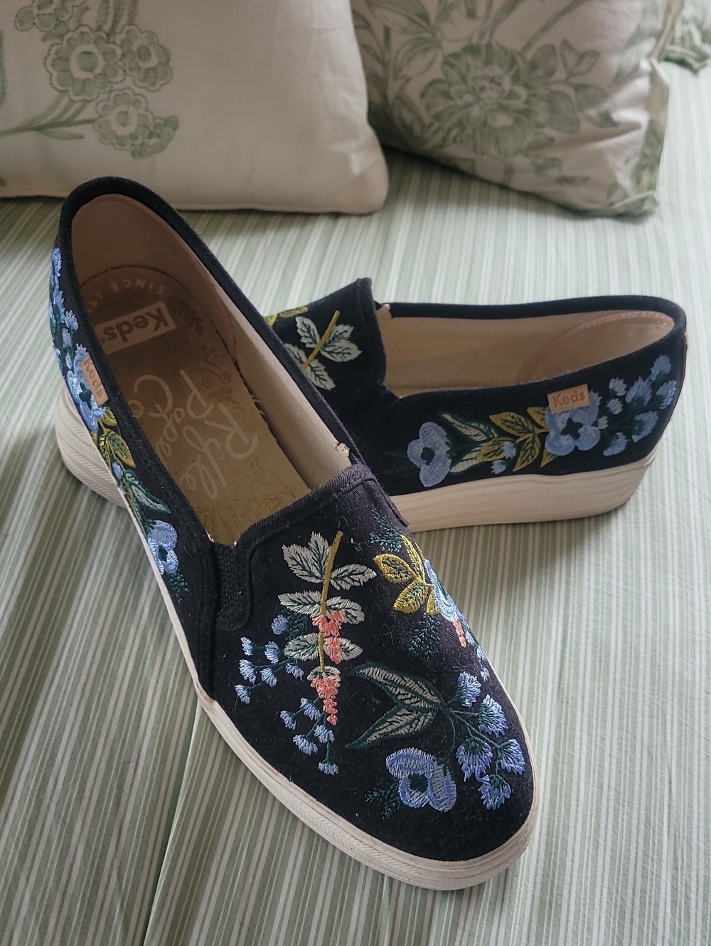 Keds Navy Embroidered Floral Slip-On Mules